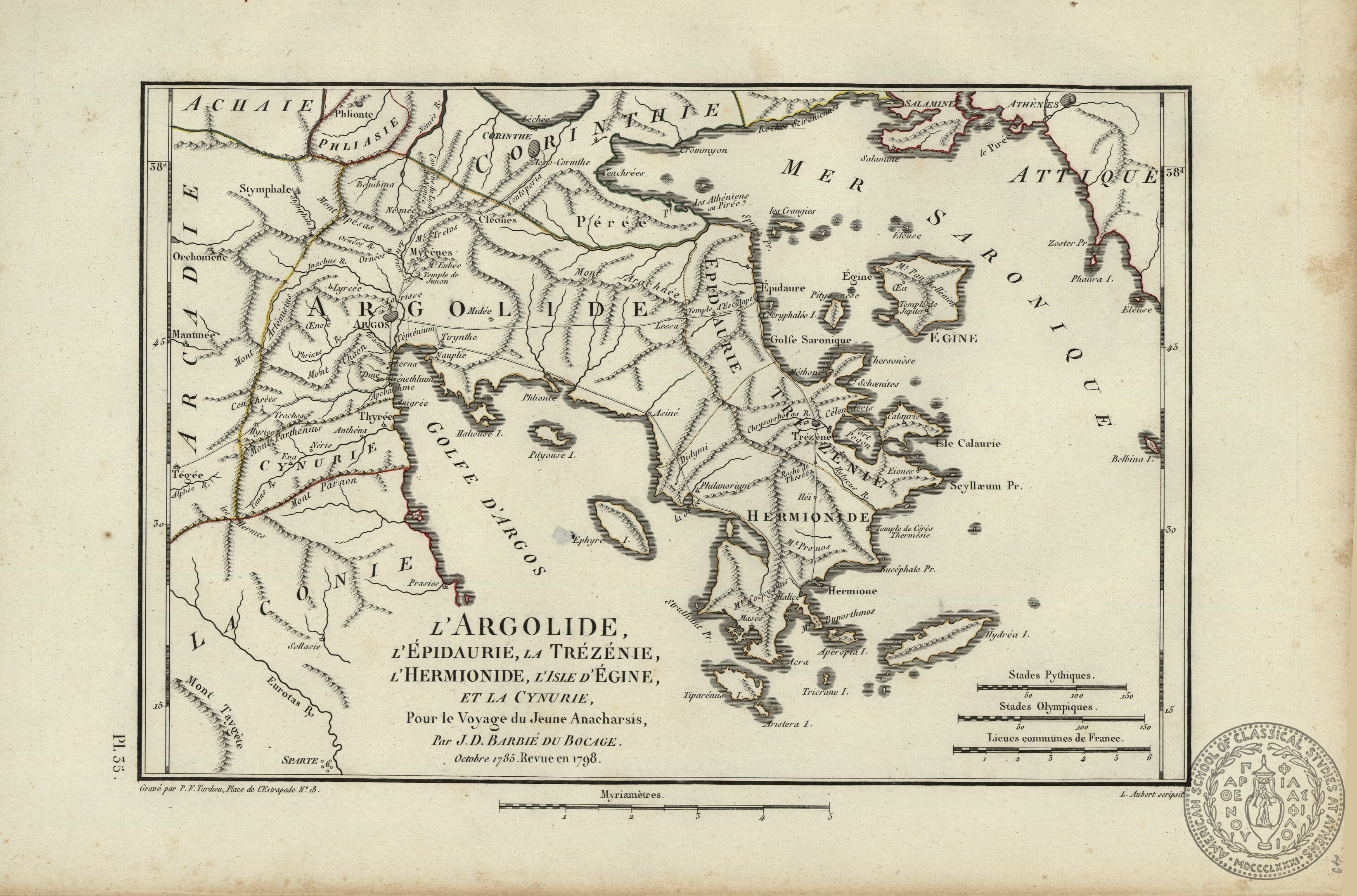 L' Argolide, l' Epidaure, la Trézénie, l' Hermionide, l' Isle d' Egine, et la Cynurie, pour et Voyge du Jeune Anacharsis.